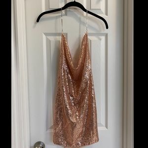 Rose Gold Sequin Mini Dress